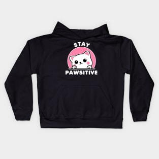 Stay Pawsitive Cute Cat Kawaii Kids Hoodie